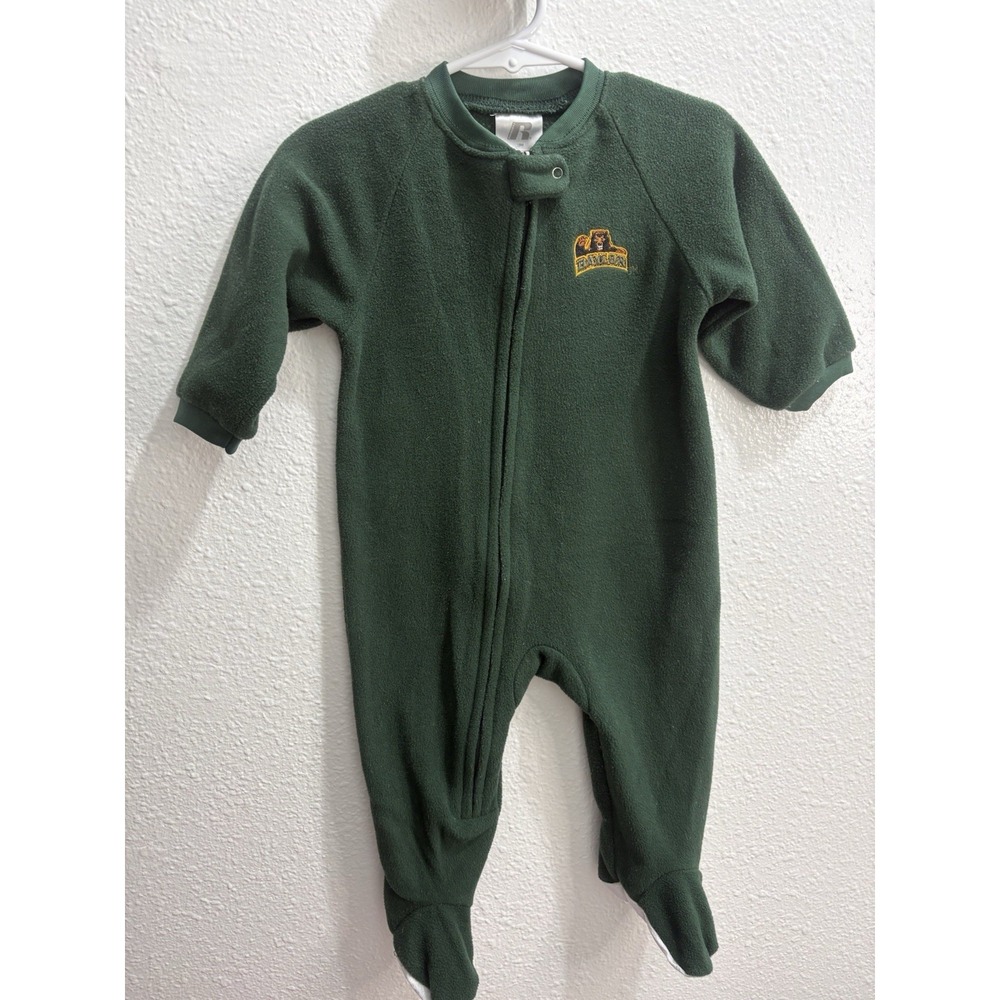 Baylor Bears Russell Fleece One Piece Outfit Infant Boy Size 18mo With Footies